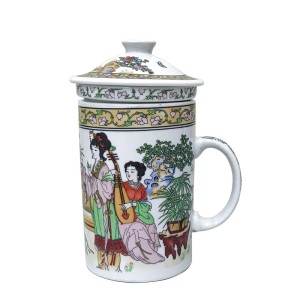 CANECA COM DIFUSOR E TAMPA ORIENTAL 250ML 14,5CM