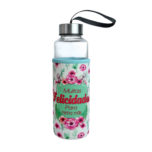 GARRAFA DE VIDRO REVESTIDA COM CAPA NEOPREME MÃE 400ML - HG67604-VDES