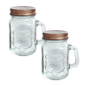 JOGO DE PORTA CONDIMENTO DE VIDRO COM TAMPA DE METAL COM 2 PEÇAS - 3416