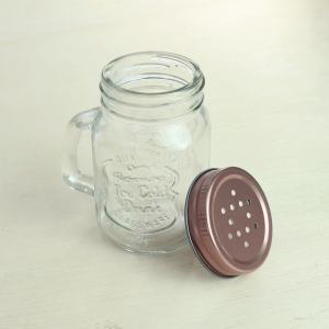 JOGO DE PORTA CONDIMENTO DE VIDRO COM TAMPA DE METAL COM 2 PEÇAS - 3416