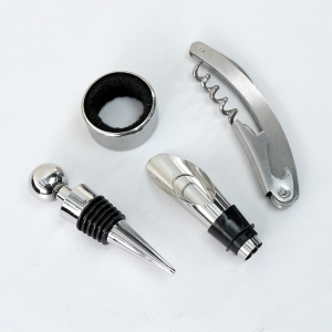 KIT VINHO 35CM COM 4 PECAS COM ESTOJO PORTA VINHO DE MADEIRA