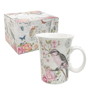 CANECA PASSAROS 320ML DE PORCELANA COM CAIXA MODELO B