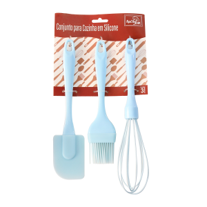CONJUNTO PARA COZINHA EM SILICONE 3 PEÇAS - TRC8793-AZ