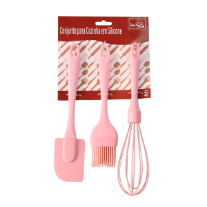 CONJUNTO PARA COZINHA EM SILICONE 3 PEÇAS - TRC8793-RS