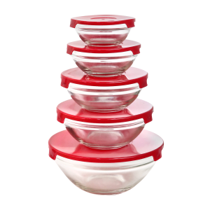 JOGO DE POTE DE VIDRO COM TAMPA 5PÇS - VDA1303-VM