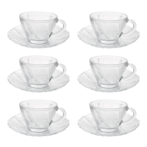 CONJUNTO DE XICARAS E PIRES TRANSPARENTES WIND 200ML - VDA14061