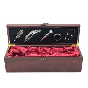 KIT VINHO 35CM COM 5 PECAS COM ESTOJO PORTA VINHO DE MADEIRA