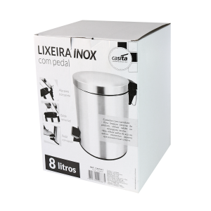 LIXEIRA DE INOX COM PEDAL 8 LITROS - CA07031