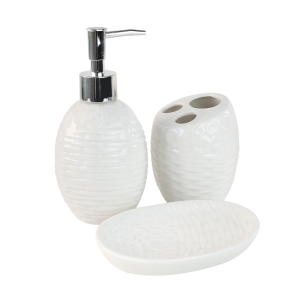 JOGO DE BANHEIRO DE PORCELANA COM 3 PEÇAS 350ML - SXHW5081