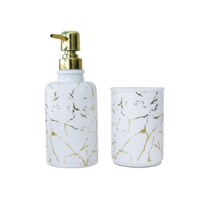 JOGO PARA BANHEIRO DE VIDRO ESTAMPA MARMORIZADA 02 PÇS - SXYZ5107-DOU