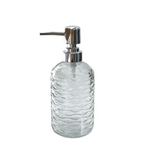 PORTA SABONETE LIQUIDO VIDRO TRANSPARENCIA AZUL REDONDO 380ML