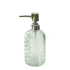 PORTA SABONETE LIQUIDO VIDRO TRANSPARENCIA VERDE REDONDO 380ML