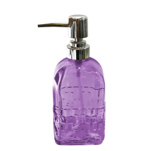 PORTA SABONETE LIQUIDO VIDRO QUADRADO ROXO 380ML