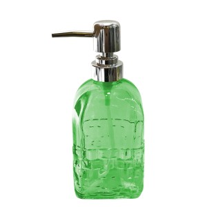 PORTA SABONETE LIQUIDO VIDRO QUADRADO VERDE 380ML