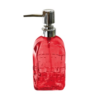 PORTA SABONETE LIQUIDO VIDRO QUADRADO VERMELHO 380ML