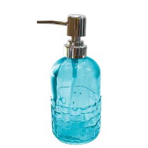 PORTA SABONETE LIQUIDO VIDRO AZUL 380ML