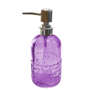 PORTA SABONETE LIQUIDO VIDRO REDONDO ROXO 380ML
