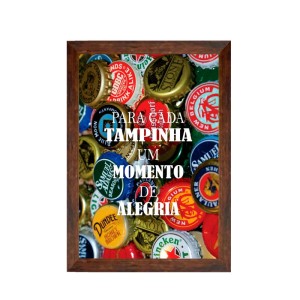PORTA TAMPINHAS ESTAMPA TAMPINHAS PARA CADA TAMPINHA UM MOMENTO DE ALEGRIA 25 X 35