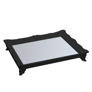BANDEJA DE PLASTICO COM ESPELHO 25X30 CM PRETO - HU65882-PT