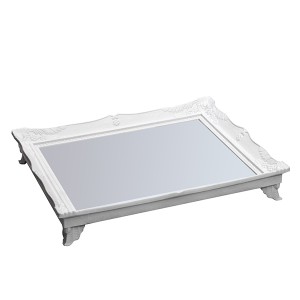 BANDEJA DE PLASTICO COM ESPELHO 25X30 CM BRANCO - HU65882-BR