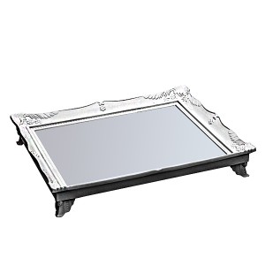 BANDEJA DE PLASTICO COM ESPELHO 25X30 CM  PRATA - HU65883-PTA