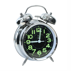RELÓGIO DESPERTADOR DE MESA EM FERRO COM LUZ NOTURNA 16CM - SD668Y-PT