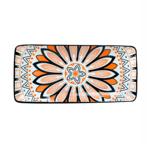 TRAVESSA RETANGULAR DE CERÂMICA ESTAMPADA 25X11,5X2CM - ZY033-A