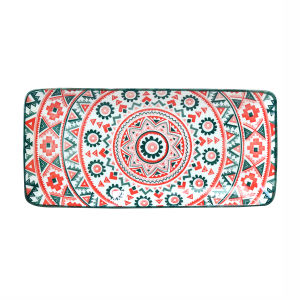 TRAVESSA RETANGULAR DE CERÂMICA ESTAMPADA 25X11,5X2CM - ZY033-F