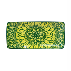 TRAVESSA RETANGULAR DE CERÂMICA ESTAMPADA 25X11,5X2CM - ZY033-G