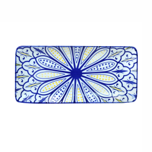 TRAVESSA RETANGULAR DE CERÂMICA ESTAMPADA 25X11,5X2CM - ZY033-H