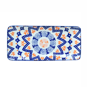 TRAVESSA RETANGULAR DE CERÂMICA ESTAMPADA 25X11,5X2CM - ZY033-K
