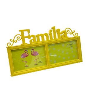 PORTA RETRATO DE PLASTICO DUPLO FAMILIA 10X15 AMARELO