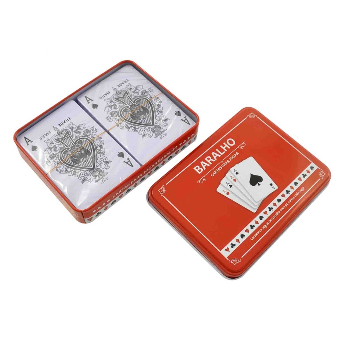 Jogo de cartas baralho na lata 2 jogos 54 cartas cada import