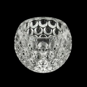 CASTIÇAL DE VIDRO COM DETALHES NO VIDRO 9CM - GDR0225