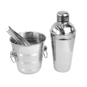 KIT BAR 3 PEÇAS AÇO INOX COQUETELEIRA 500ML BALDE E PEGADOR - CA12350