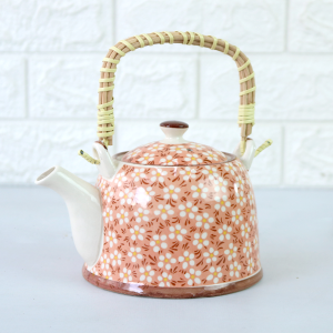 BULE CHALEIRA COM INFUSOR CERÂMICA  FLORAL COM ALÇA 600ML -BUL30A-SAL