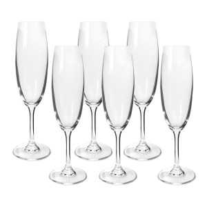 JOGO DE TAÇA PARA CHAMPANHE CRISTAL BOHEMIA 6 PEÇAS 220ML - CA16096