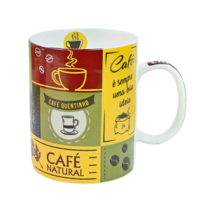 CANECA DE PORCELANA COM FRASES CAFÉ 390ML - CA18003-A