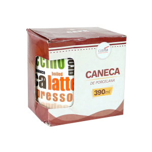 CANECA DE PORCELANA COM FRASES CAFÉ 390ML - CA18003-B