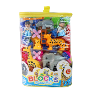 BRINQUEDO KIT 69 PCS BLOCOS MONTAR ZOOLÓGICO - TKAB2699