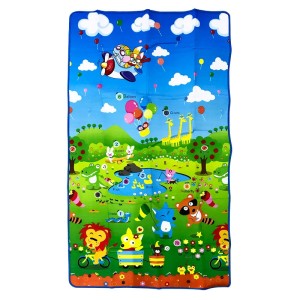 TAPETE INFANTIL 100% EPE 1X1,8 M ESTAMPA REGUA E ANIMAIS SACOLA TNT VERDE