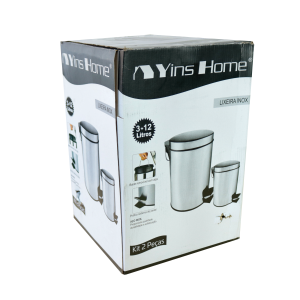 KIT LIXEIRA DE INOX COM PEDAL 2 PÇS - CT0085