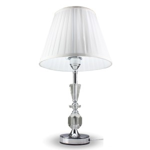 ABAJUR DE CRISTAL CUPULA DRAPEADA BRANCA DE TOQUE  BIVOLT 50CM