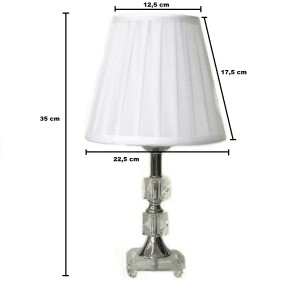 ABAJUR DE CRISTAL COM CUPULA DRAPEADA BRANCA BIVOLT 35 CM - REF 186