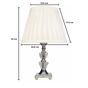ABAJUR DE CRISTAL COM CUPULA DRAPEADA BRANCA BIVOLT 35 CM - REF 180