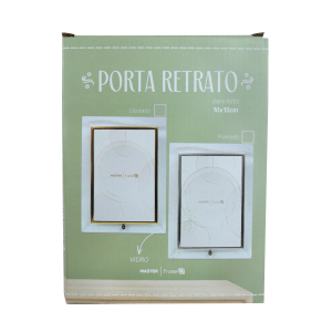 PORTA RETRATO VERTICAL FOTO 10X15CM MOLDURA DE VIDRO - GT124V-DOU