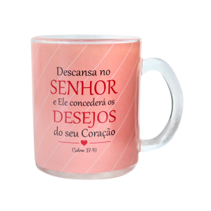CANECA DE VIDRO TRANSPARENTE 380 ML COM FRASE - 4408-C