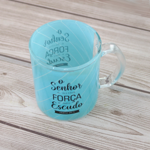 CANECA DE VIDRO TRANSPARENTE 380 ML COM FRASE - 4408-D