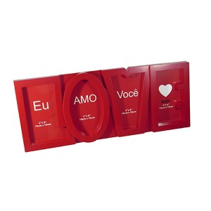 PORTA RETRATO LOVE VERMELHO 4 FOTOS 10X15CM 3503