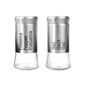 KIT COM 2 PEÇAS DE PORTA TEMPERO EM INOX 11 CM CADA - 1684